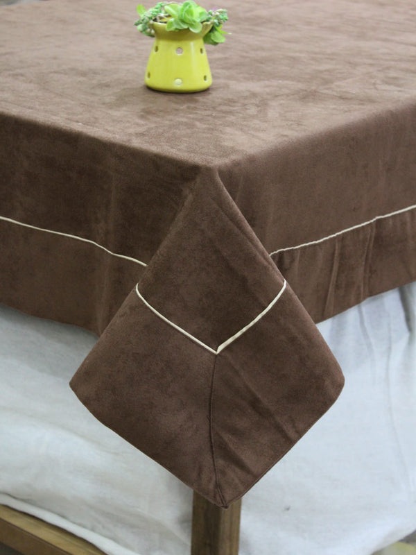 SUEDE Plain Microfibre 1 Pc Table Cloth - COFFEE BROWN