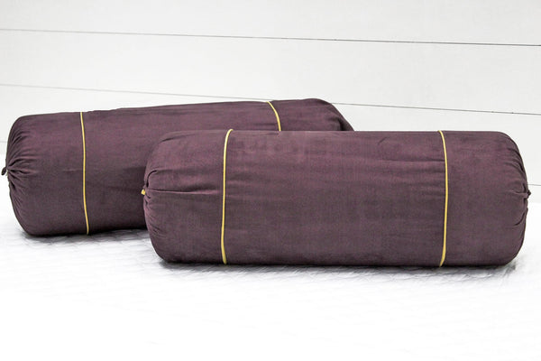 Imported Suede Polyester Velvety 2 Pcs Bolster Cover set - Burgundy