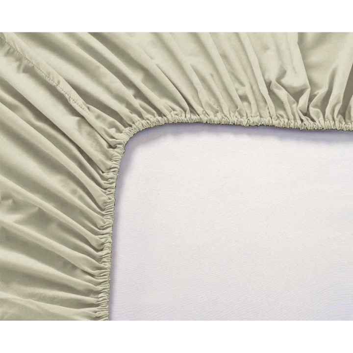 Soft Cotton Plain 400 TC Satin Fitted Bedsheet In Khaki At Best Prices