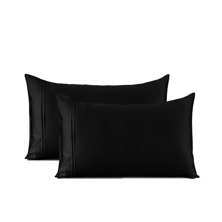 Soft Cotton Plain 400 TC Satin Fitted Bedsheet In Black At Best Prices