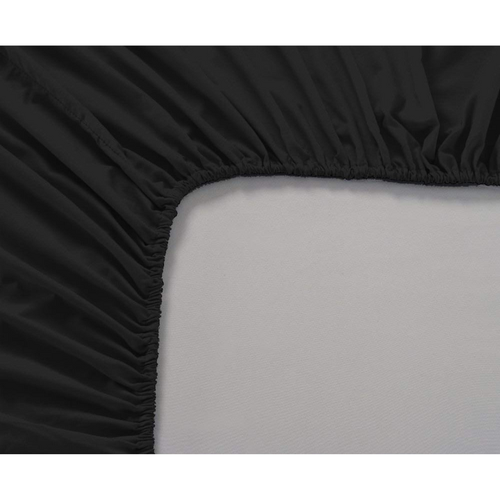 Soft Cotton Plain 400 TC Satin Fitted Bedsheet In Black At Best Prices