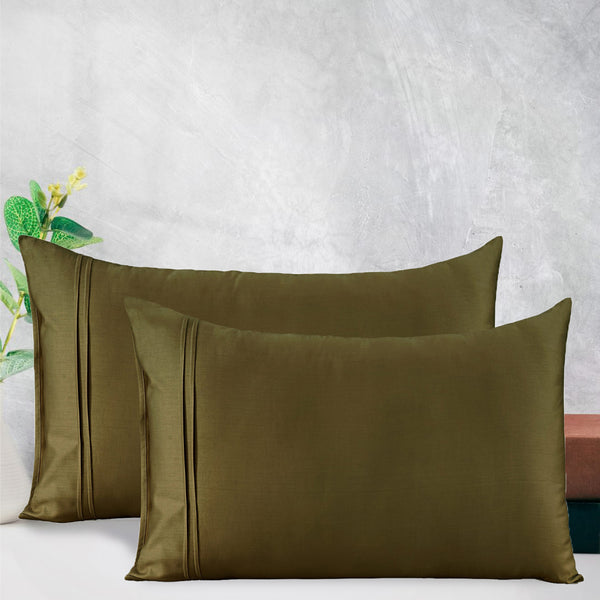 Cotton Satin 400 TC Designer Pillow Covers, Golden Brown