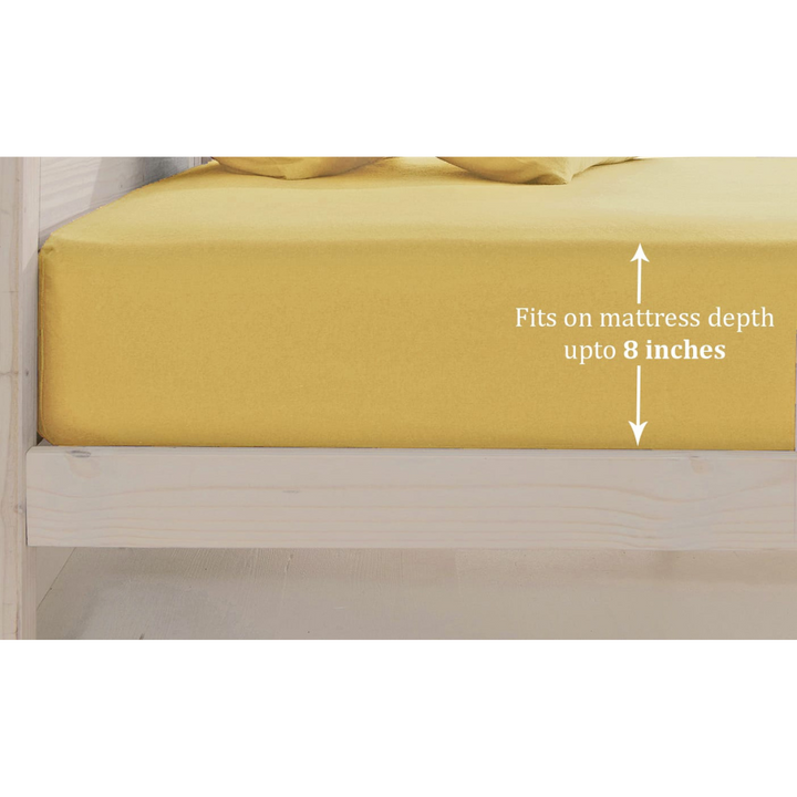 Soft Plain 400 TC Cotton Satin Fitted Bedsheet In Gold At Best Prices