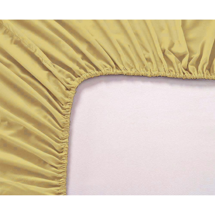 Soft Plain 400 TC Cotton Satin Fitted Bedsheet In Gold At Best Prices