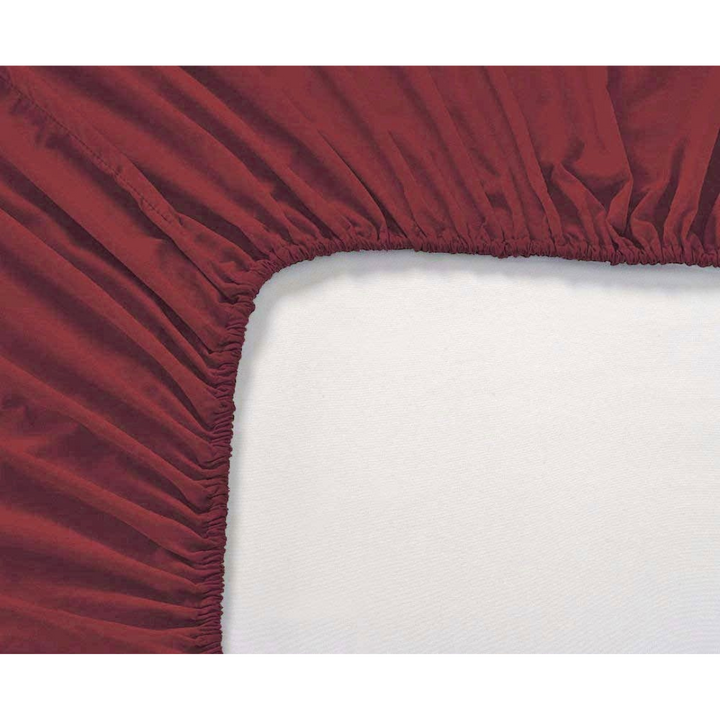 Soft Cotton Plain 400 TC Satin Fitted Bedsheet In Maroon at Best Prices