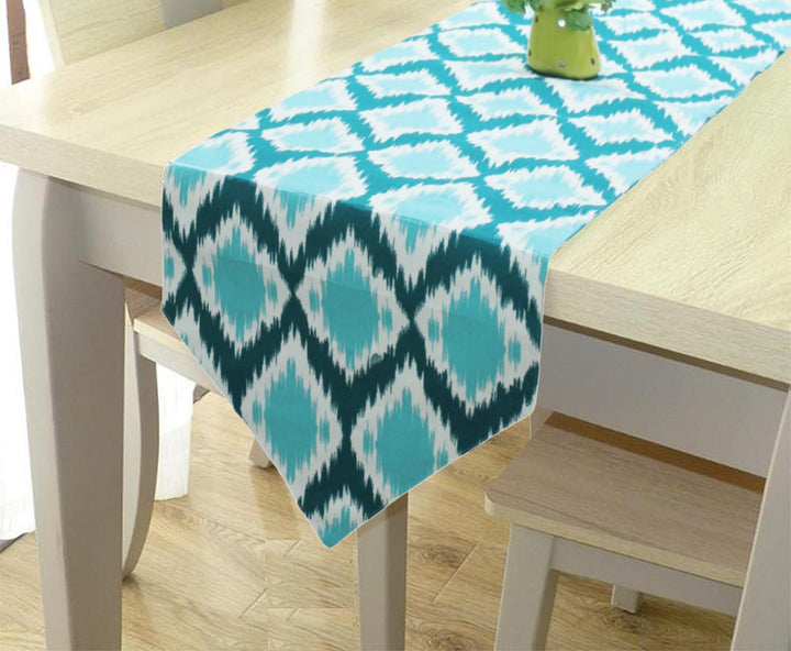 144 TC Ikat Cotton Table Runner for 6 Seater Table in Aqua online